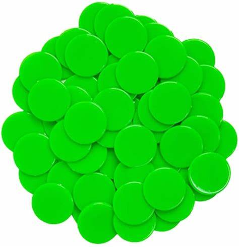 Nimida Plastic Round Plain Coin/Token/Chips For Board Games And Other Uses | Colour - Green