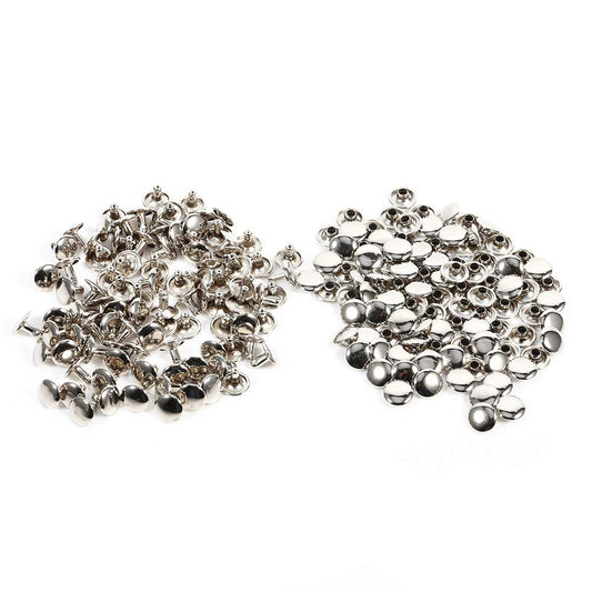 Nimida™ Double Cap Rivets | Brass | Small Size-5 mm | Silver | for DIY Leather Craft |