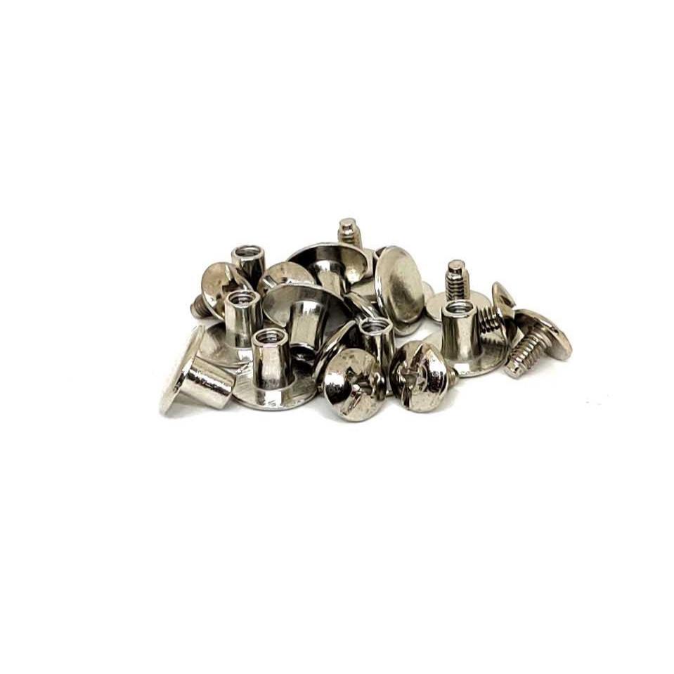 Nimida® Flat Headed Nickel Plated Belt Screw | 10 mm Head | Binding Screw Chicago Screw Rivet Stud - for Buckle Leather Craft Bag Belt Flat Headed Nickel Plated Belt Screw Binding Screw Chicago Screw Rivet Stud - for Buckle Leather Craft Bag Belt