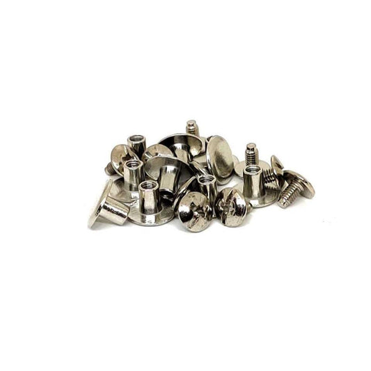 Nimida® Flat Headed Nickel Plated Belt Screw | 10 mm Head | Binding Screw Chicago Screw Rivet Stud - for Buckle Leather Craft Bag Belt Flat Headed Nickel Plated Belt Screw Binding Screw Chicago Screw Rivet Stud - for Buckle Leather Craft Bag Belt