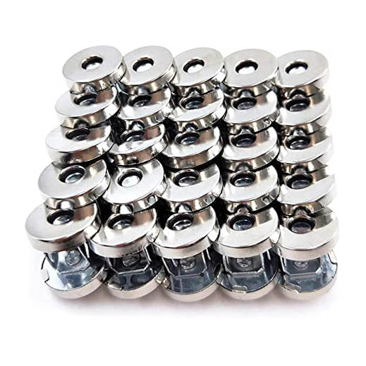 Nimida Magnetic Button Snaps Clasps Fasteners Closure 18 mm - Nickel/Silver - for Sewing, Clutch, Purses, Tote, Handbags, Clothes, Leather