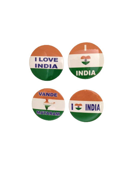 Nimida Indian Flag Badge for Republic and Independence Day| Mixed Design | Metal & Plastic | Size 4.5 cm |