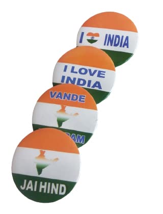 Nimida Indian Flag Badge for Republic and Independence Day| Mixed Design | Metal & Plastic | Size 4.5 cm |