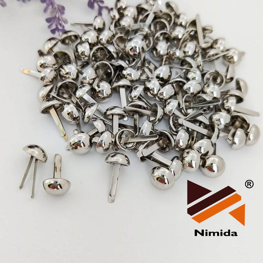 Nimida Metal Brad Pins/Split Pin/Rivet/Stud/Skull pins/Spikes/Paper Fastener for Scrapbooking, DIY, Leather Goods, Spikes | 12 mm | Medium Size | Shiny Steel/Silver Colour