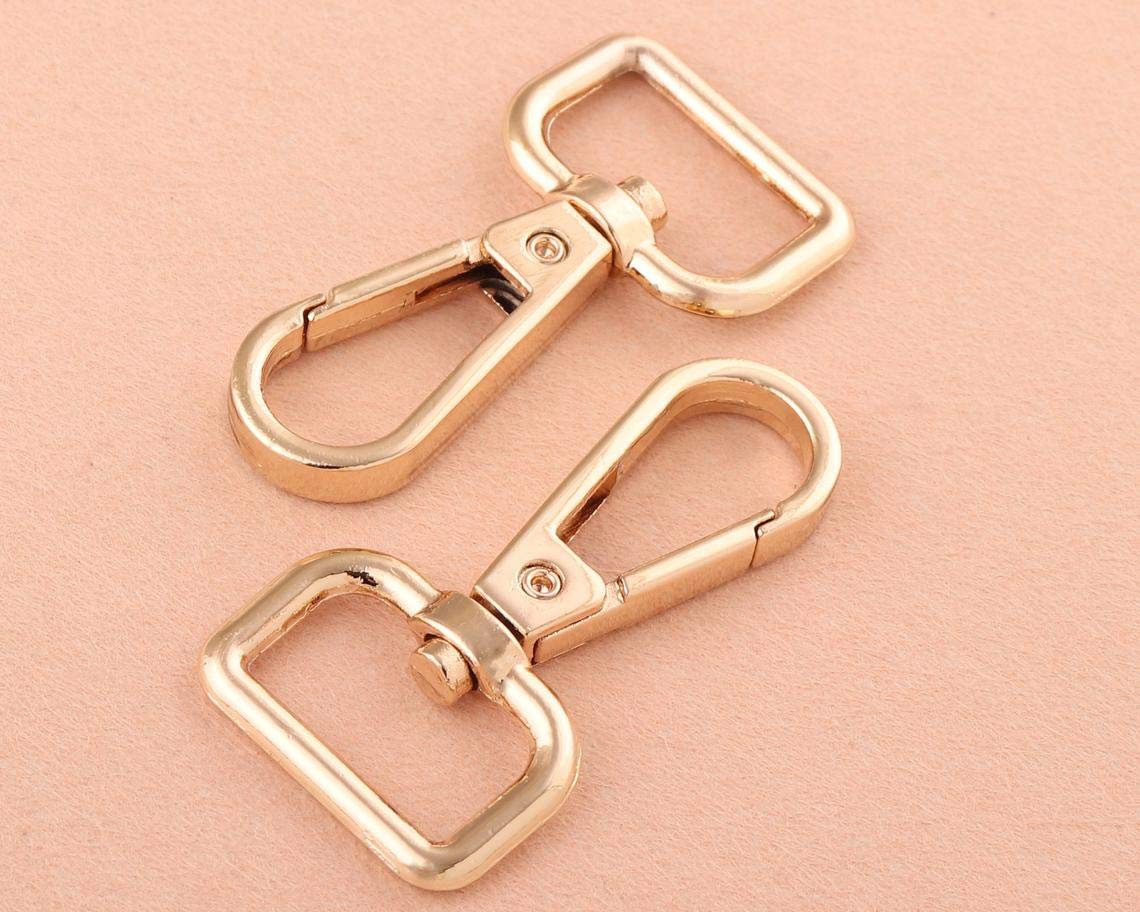 Nimida Metal Lobster Clamp/Clasps/Swivel/Dog Hook | Rectangular Style for Leather Craft DIY Crafts Purse and Bags - Golden Colour | Good for 3/4 Belt |