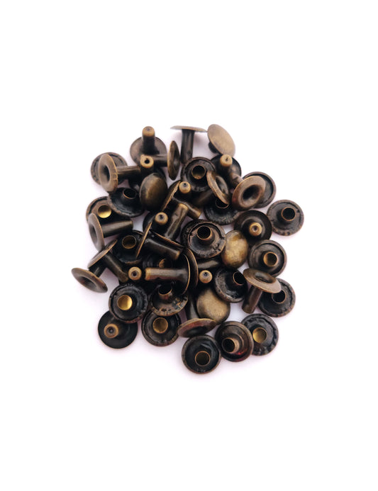 Nimida™ Double Cap Rivets | Bronze Colour |Metal | Large Size-9 mm | for DIY Leather Craft |