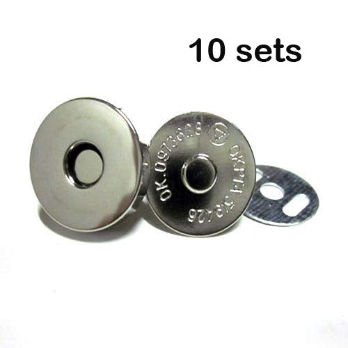 Nimida Magnetic Button Snaps Clasps Fasteners Closure 18 mm - Nickel/Silver - for Sewing, Clutch, Purses, Tote, Handbags, Clothes, Leather