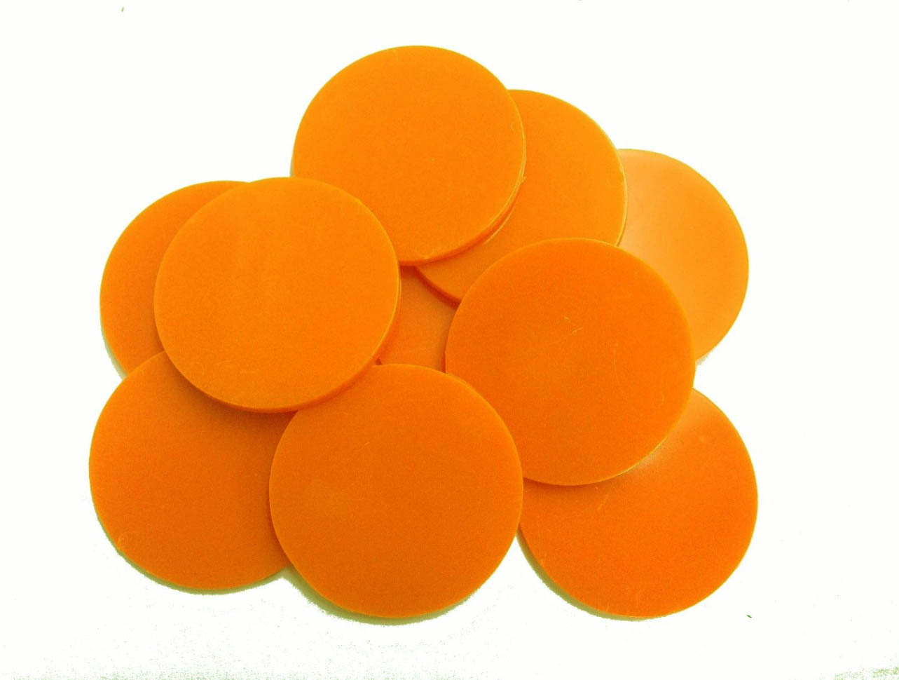 Nimida Plastic Round Plain Coin/Token/Chips For Board Games And Other Uses | Colour - Orange