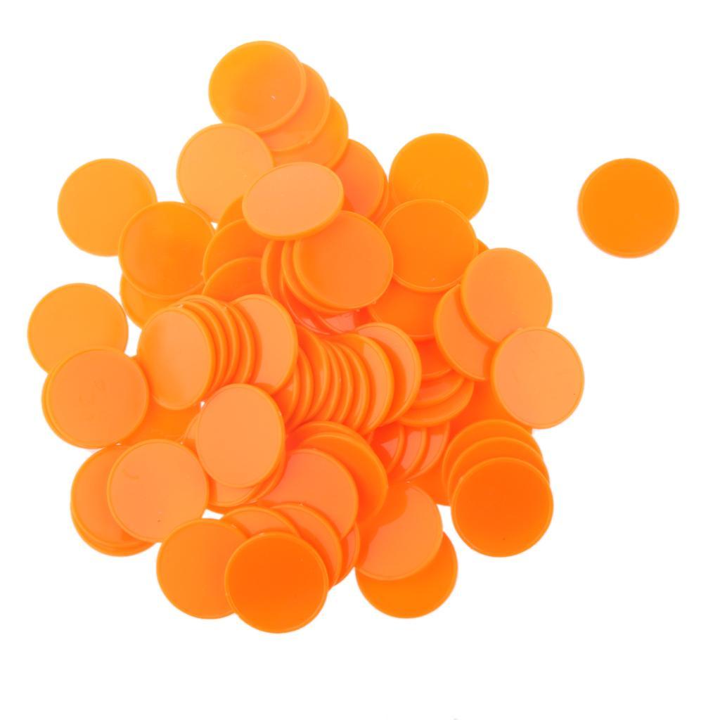 Nimida Plastic Round Plain Coin/Token/Chips For Board Games And Other Uses | Colour - Orange