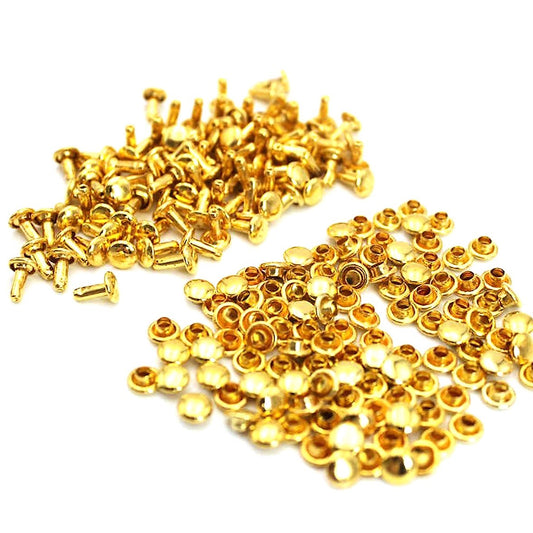 Nimida™ Double Cap Rivets | Brass | Size-7 mm | Golden | for DIY Leather Craft |