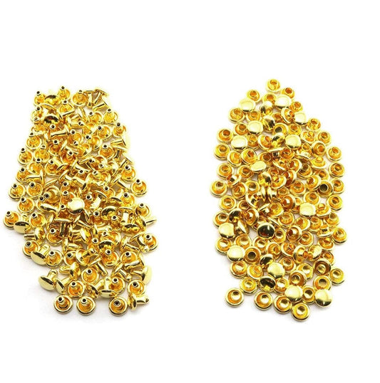 Nimida™ Double Cap Rivets | Brass | Small Size-5 mm | Golden | for DIY Leather Craft |