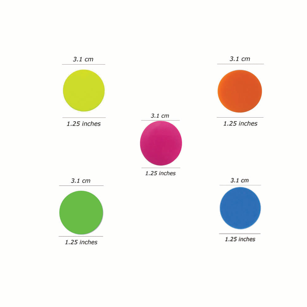 Nimida Plastic Round Plain Coin/Token/Chips For Board Games And Other Uses Five Colours - 20 Each | Total 100 Nos | Mini Combo