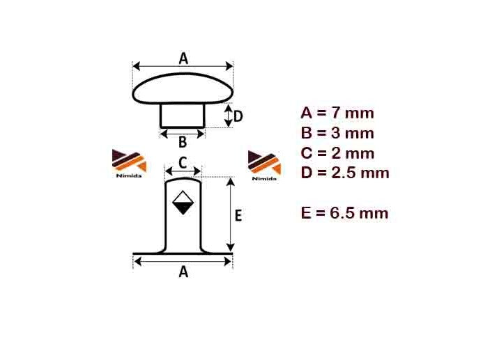 Nimida™ Single Cap Rivets | Brass | Size-7 mm | Golden | for DIY Leather Craft |